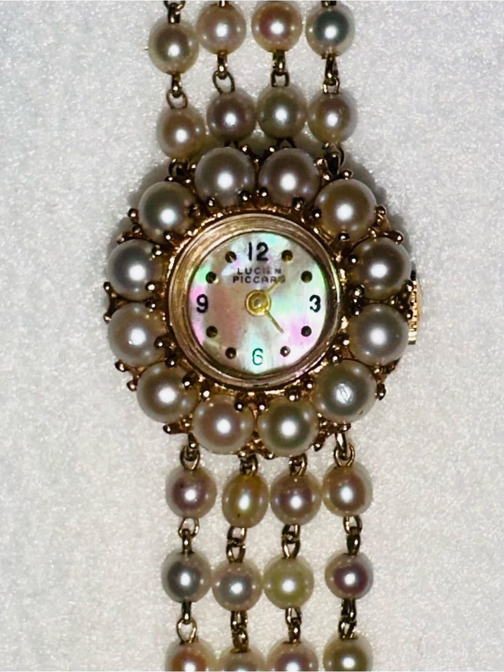 Rare Vintage Lucien Piccard 14k Gold and Pearl Women’s Watch - Picture 2 of 10